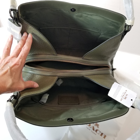 🔥LAST1♨️COACH BNWT Leather Large Bag Olive - Picture 14 of 17